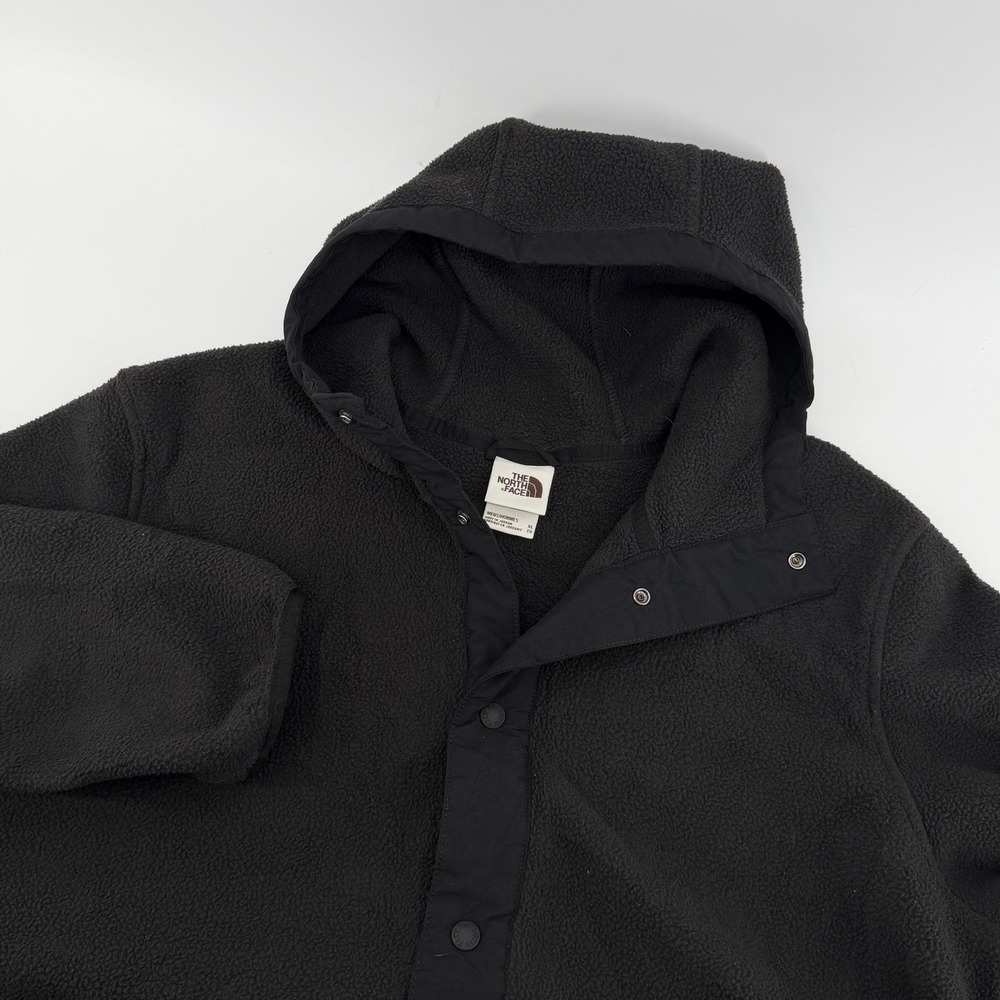 The North Face Mens XL Black Sherpa Fleece Hooded Pullover 1/2 Snap Neck NF0A4QZ